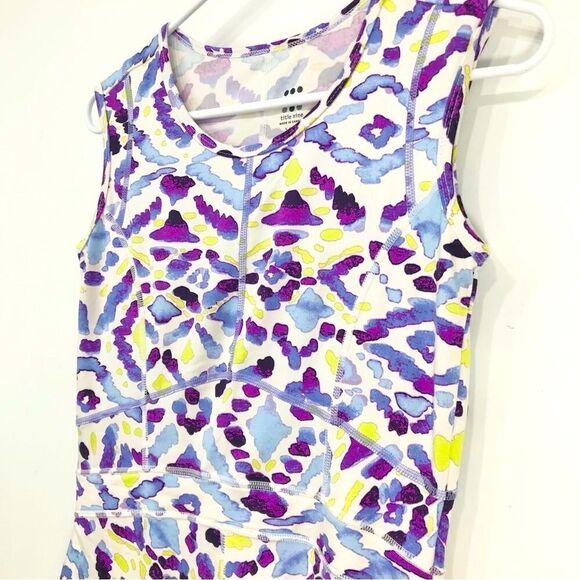 Title Nine White Purple Abstract Sleeveless A-Line Athletic Athleisure Dress - Picture 3 of 14